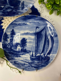 Настенная декоративная тарелка "Водная тематика" Wallendorf Германия. Фарфор, деколь. Подвес. Винтаж. Картинка 2